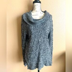 Eight Eight Eight Cowl Neck Fall Cable Knit Heather Gray size Large Sweater